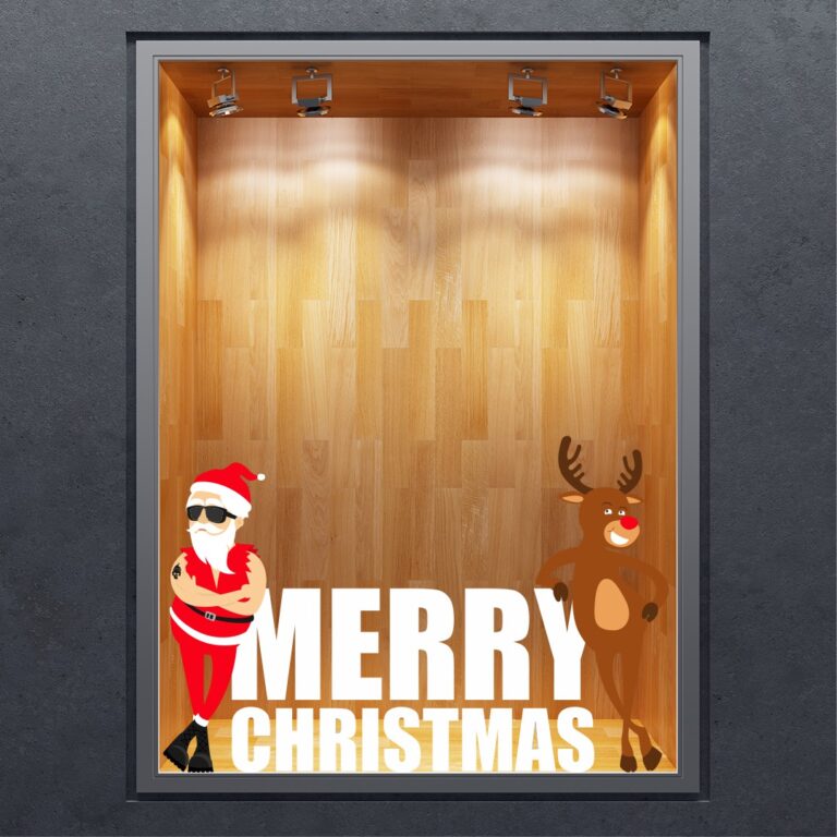 Χριστουγεννιάτικη Βιτρίνα Santa And Deer