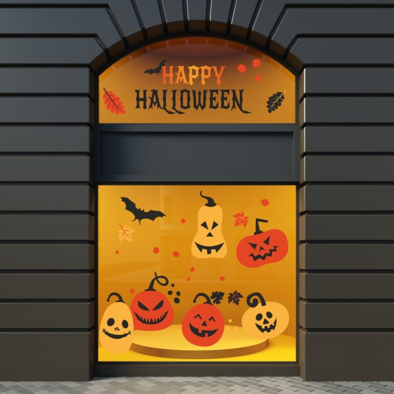 Halloween Βιτρίνα Κολοκύθες Και Νυχτερίδες