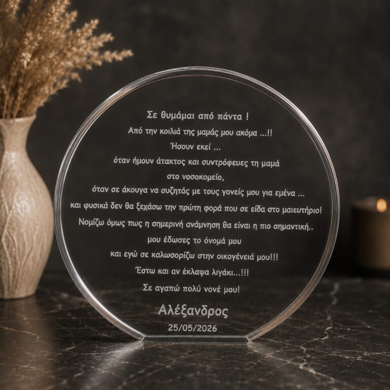 Προσωποποιημένο Αναμνηστικό Plexiglass με Χάραξη