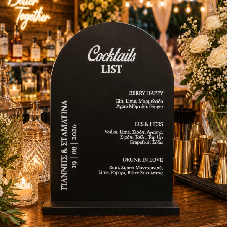 Cocktail Menu Γάμου