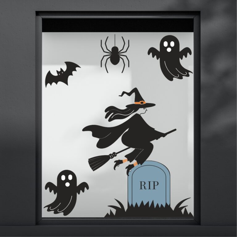 Halloween Βιτρίνα Η Μάγισσα Και Τα Φαντάσματα