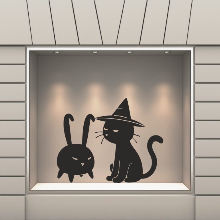 Halloween Βιτρίνα Η Μαύρη Γάτα Και Το Κουνέλι