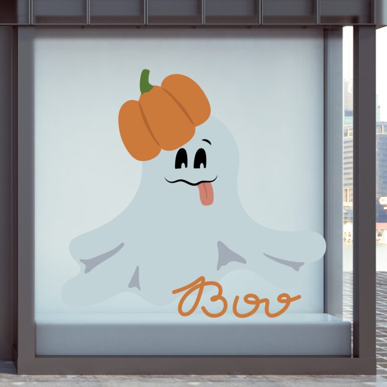 Halloween Βιτρίνα Το Φάντασμα Και Η Κολοκύθα