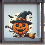 Halloween Βιτρίνα Ο Κύριος Κολοκύθας Με Τη Σκούπα