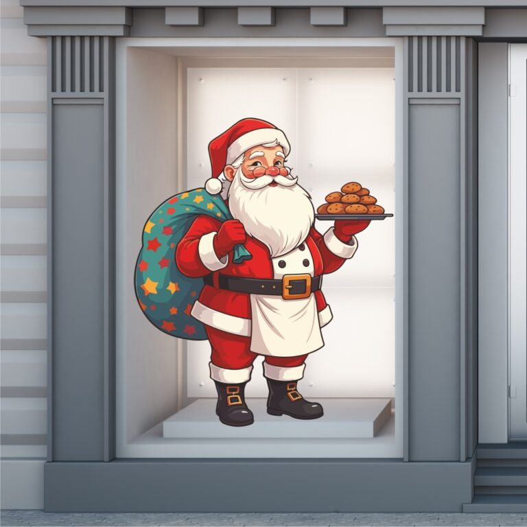 Χριστουγεννιάτικη Βιτρίνα Ο Αι Βασίλης Με Τα Μελομακάρονα